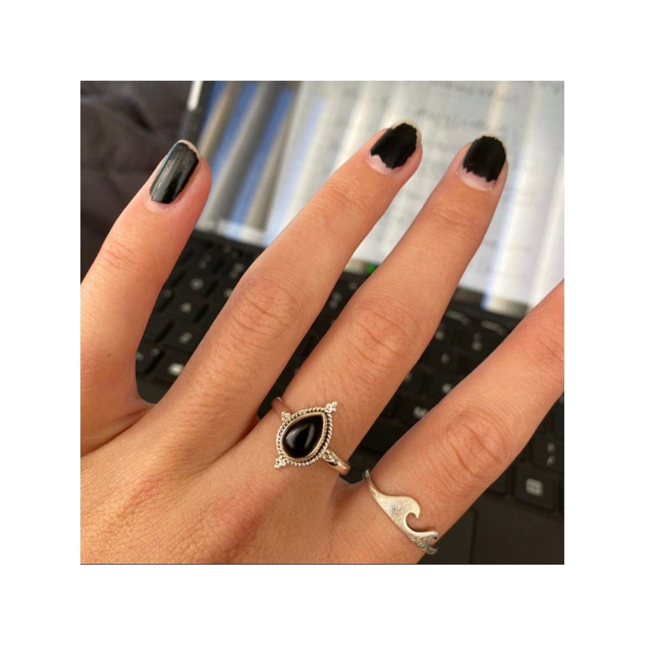 925 Silver Pear Shape Gemstone Ring